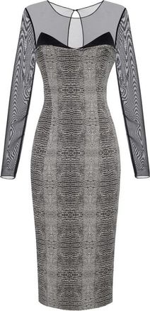 Elisabetta Franchi Jurk van tule- satijn en cr&ecirc;pe met pythonprint - Dames - Casual kleedjes - Zwart - M - Satijn - Kleedjes
