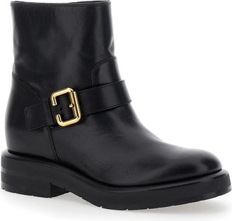 Chlo&eacute; Womens Black Ankle Boots With Paddington Buckle Calf