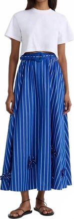 Saloni Judi Midi Skirt In Azure Stripe