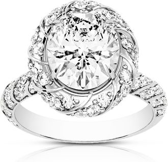 Vir Jewels 4 cttw Oval Lab Grown Diamond Engagement Solitaire Ring in 14K White Gold For Women