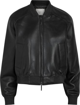 Joseph Quinn Leather Bomber Jacket - Black - 44 (UK16 / XL)