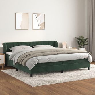 vidaXL Cama Box Spring Con Colch&oacute;n Terciopelo Verde Oscuro 200x200 Cm Vidaxl
