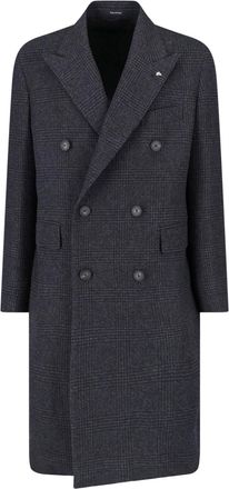 Tagliatore Dark Grey Double-Breasted Virgin Wool Coat