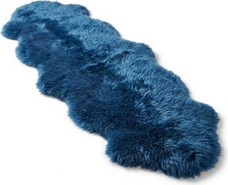 Infinity Leather Genuine Sheepskin Diamond Blue Double Natural Fluffy Silky Soft Real Wool Rug