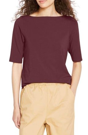 Universal Standard Bella Boatneck Stretch Pima Cotton Top in Black Cherry Red at Nordstrom, Size X-Large
