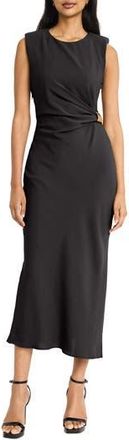 Donna Morgan Side Ruched Strapless Midi Dress in Black at Nordstrom Rack, Size 12