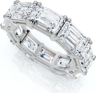 Pompeii3 10Ct Emerald Cut Diamond Eternity Ring East West Set 14k White Gold Lab Grown