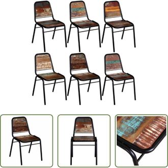 vidaXL Sedie vintage - Sedie da Pranzo 6 pz in Legno Massello di Recupero