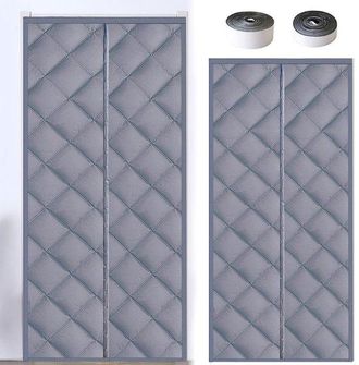 No Brand Cortina Magn&eacute;tica Para Puerta - Aislamiento T&eacute;rmico - Gris - 80 X 190 Cm