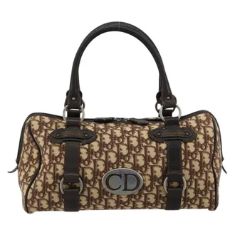 Dior Vintage Cd Trotter Canvas Brown Canvas Handbag (Pre-Owned)