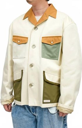 Marni Water Repellent Gaberdine Jacket In Antique White