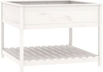 vidaXL Vidaxl - Jardinera De Estante Madera Maciza Pino Blanca 111,5x111,5x81cm