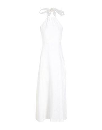 8 by YOOX LINEN HALTER LONG DRESS