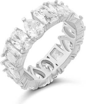 SHYMI Fancy Cubic Zirconia Eternity Band Ring in Silver/White at Nordstrom, Size 6