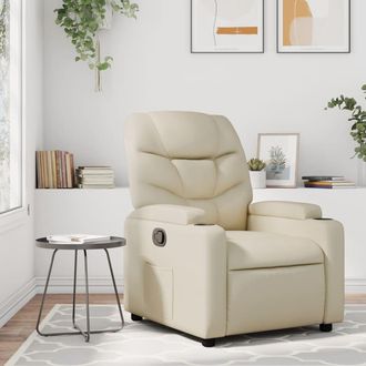 vidaXL Sill&oacute;n Reclinable De Cuero Sint&eacute;tico Crema Vidaxl