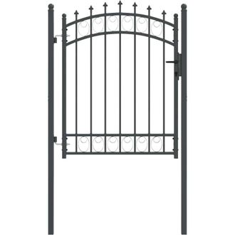 vidaXL Puerta De Cerca Con Picos Con Cerradura Gris 150 X 100 Cm Vidaxl