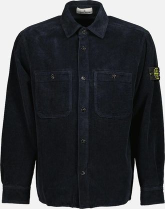 Stone Island Mens Organic Cotton Corduroy Overshirt - Blue - Size: 38/Regular
