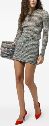 Missoni Sequin Chevron-Knit Skirt - multicolor