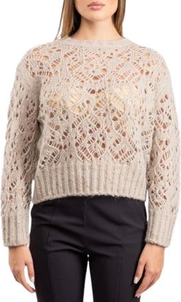 Max Mara Truien & Vesten, Dames, Beige, L, Ronde hals gebreid