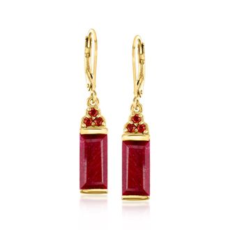 Ross-Simons Ruby and. Garnet Drop Earrings in 18kt Gold Over Sterling