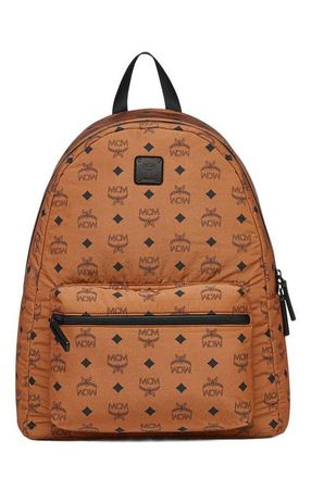 MCM Stark Packable Backpack in Monogram Nylon in Cognac at Nordstrom