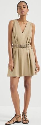 Brunello Cucinelli Twill belted dress in Beige at Nordstrom, Size Xx-Large Eu
