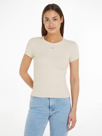 Tommy Jeans TJW SLIM ESSENTIAL RIB SS EXT Baumwollmischung, slim fit, figurbetont, in gerippter Struktur