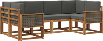 vidaXL Conjunto De Sof&aacute;s De Exterior 6 Uds. Natural Y Antracita Vidaxl