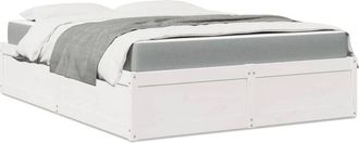 vidaXL Cama Con Colch&oacute;n Madera Maciza De Pino Blanca 160x200 Cm Vidaxl