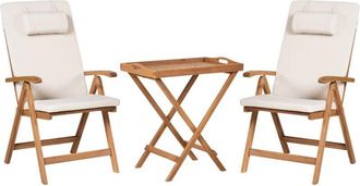 Beliani Bistro Set JAVA PREMIUIM Acacia Wood Light Beige