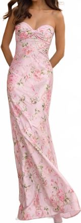 Sherri Hill Floral Strapless Dress In Light Pink Print