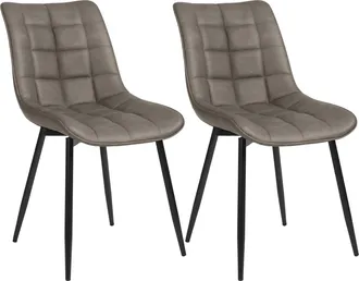 Woltu Set Di 2 Sedie Da Pranzo In Similpelle, Sedie Da Cucina, Gambe In Metallo, Grigio Scuro - Woltu