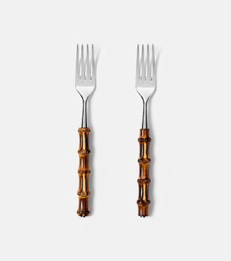 Gucci Set di 2 forchette in bamb&ugrave; e acciaio inox