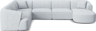 Cosmopolitan Design Sof&aacute; esquinero panor&aacute;mico 7 plazas tejido estructural gris claro