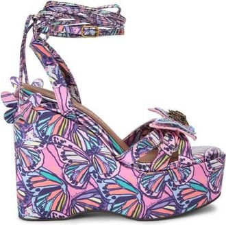 Kurt Geiger Butterfly Ankle Wrap Platform Wedge Sandal in Light/Pastel Purple at Nordstrom, Size 6.5Us