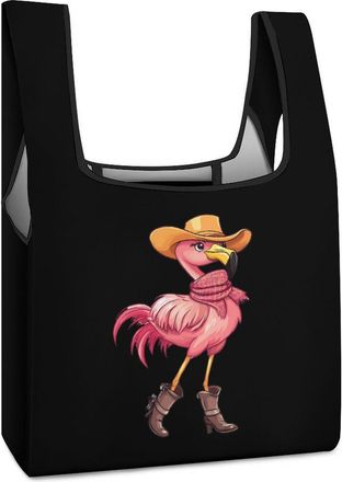 Generic Cute Flamingo Tropical Birds Shopping Bag Reusable Grocery Tote Bag Foldable Handbag for Travel Picnic