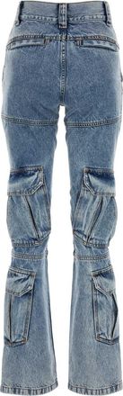 Givenchy Womens Multi-Pocket Denim Cargo Pants Blue Cotton