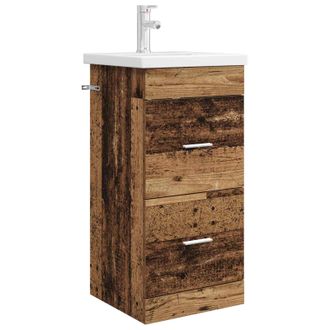 vidaXL Vanidad De Ba&ntilde;o Con Lavabo Madera Envejecida 42 X 40 X 84,5 Cm Vidaxl