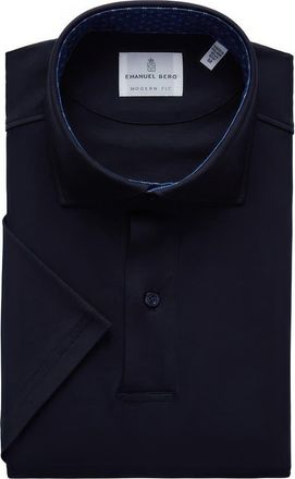 Emanuel Berg Modern Fit 4 Flex Short Sleeve Stretch Knit Polo Shirt in Navy at Nordstrom Rack, Size Xx-Large