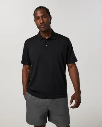 Vuori Clothing Short Sleeve Merino Wool Sweater Polo | Black | Medium