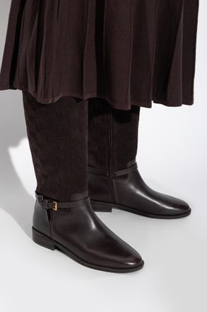 Michael Michael Kors Leather Boots Beverly Flat, Womens, Brown