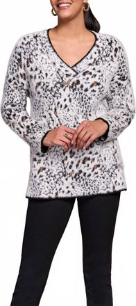 Tribal Long Sleeve V-Neck Sweater In Moonstone