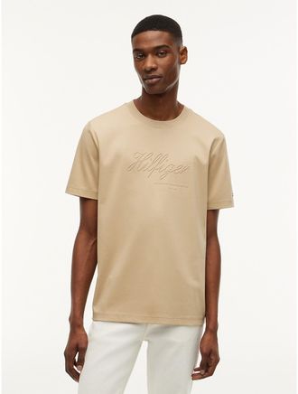 Tommy Hilfiger Mens Embroidered Rope Logo Interlock T-Shirt - Beige - XL
