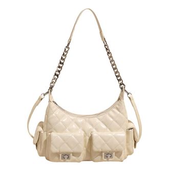 Generic Cymwer PU Leather Quilted Trendy Shoulder Bags Fashion Crossbody Bag for Women (White)