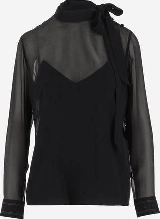 Gucci Womens Top Silk Georgette Black Tops