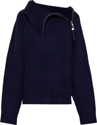 Ganni Jersey de Lana con Cremalleras - Knitwear - Mujer - Azul - XS