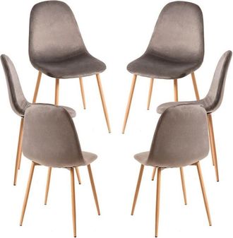 Regalos Miguel Packs Sillas Comedor - Pack 6 Sillas Teok Terciopelo - Gris Oscuro