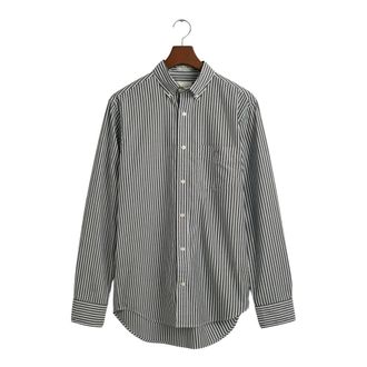 GANT Regular Fit gestreept overhemd - Heren - Casual Overhemden - Zwart - M - Katoen - Overhemden
