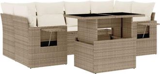 vidaXL Vidaxl - Set Sof&aacute;s De Jard&iacute;n 7 Piezas Y Cojines Rat&aacute;n Sint&eacute;tico Beige