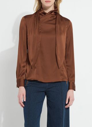 Lyss&eacute; Johanna Satin Scarf Neck Blouse